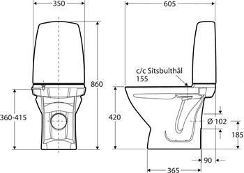 Ifö Sign toilet kort model P-lås - Med, EPD, Standard højde, 420mm, Skruer, Ifø Clean, Nej - 601012200, 601012200